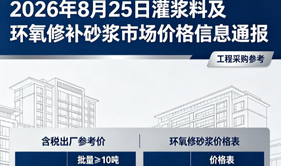 杭州2026年8月25日灌浆料及环氧修补砂浆市场价格信息通报